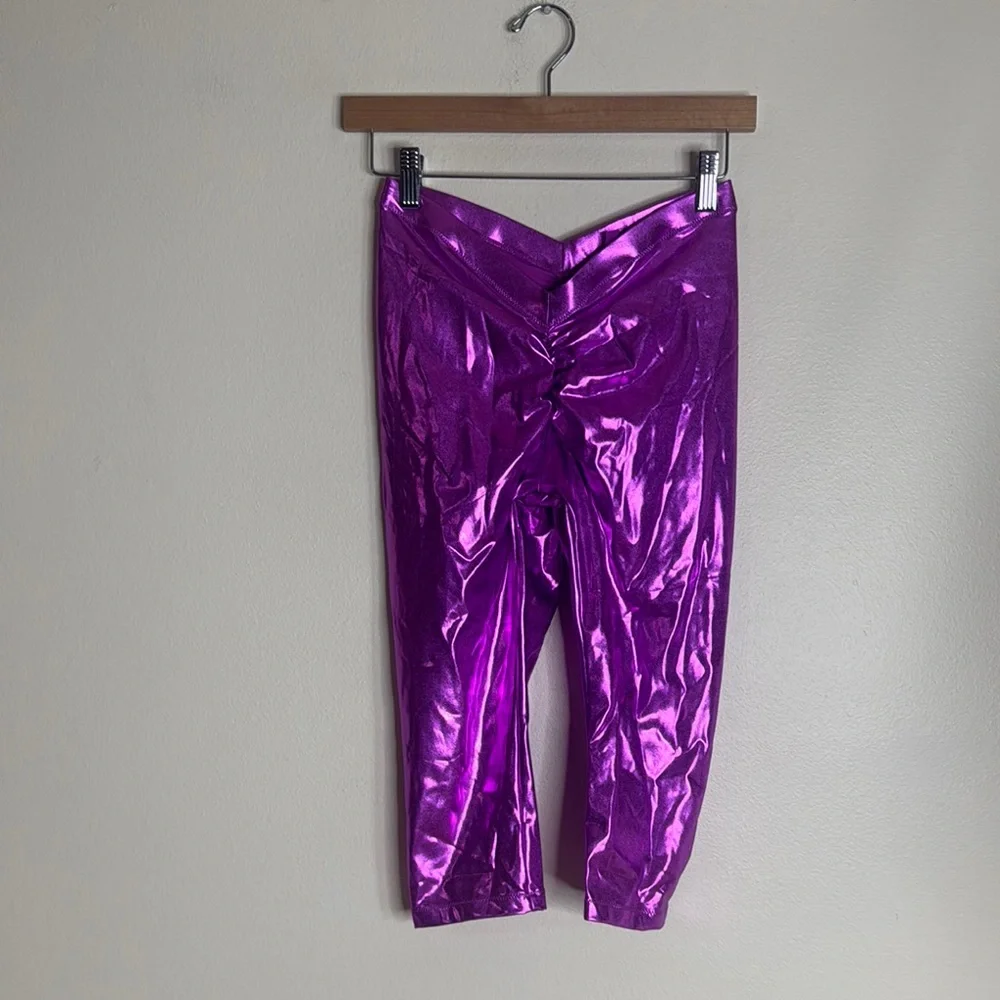 Skims Metallic Swim V Waist Pants In Dragonfruit Size small festival rave beach